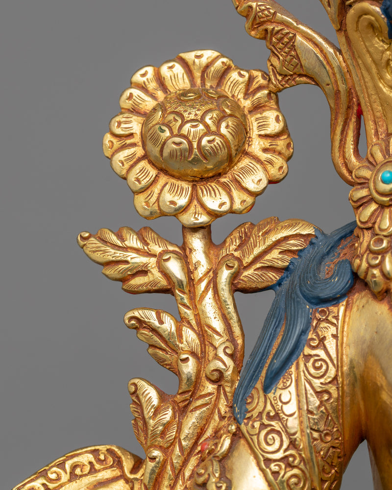 Invite Protection and Swift Assistance | Graceful 24K Gold Gilded Greentara Statue