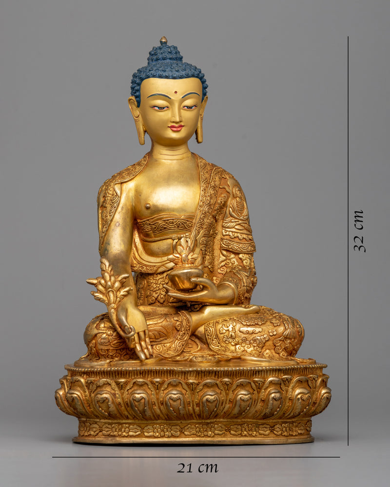 Embrace the Healing Energies of the Medicine Buddh | Stunning 24K Gold Gilded Statue