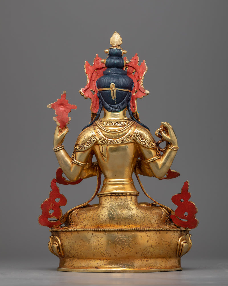 Welcome the Compassionate Presence of Avalokistesvara | 24K Gold-Gilded Copper Statue