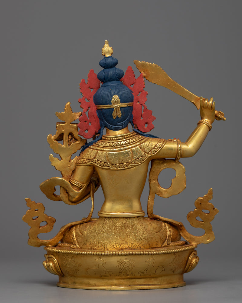 Manjushri Bodhisattva Wielding Fiery Sword Statue | Buddha-to-Be Manjushri Artwork