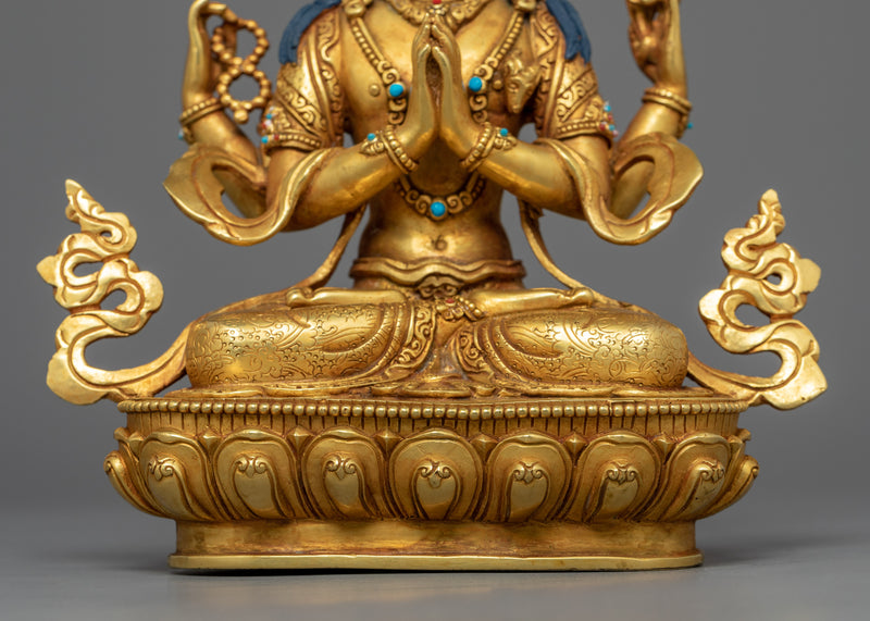 Four Armed Chenrezig Statue | Avalokitesvara Traditional Himalayan Artwork