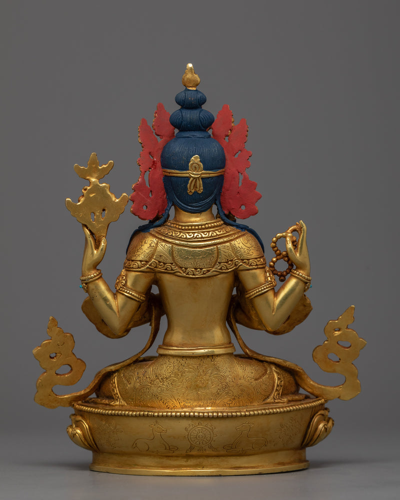 Four Armed Chenrezig Statue | Avalokitesvara Traditional Himalayan Artwork