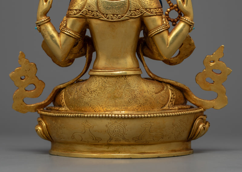 Four Armed Chenrezig Statue | Avalokitesvara Traditional Himalayan Artwork