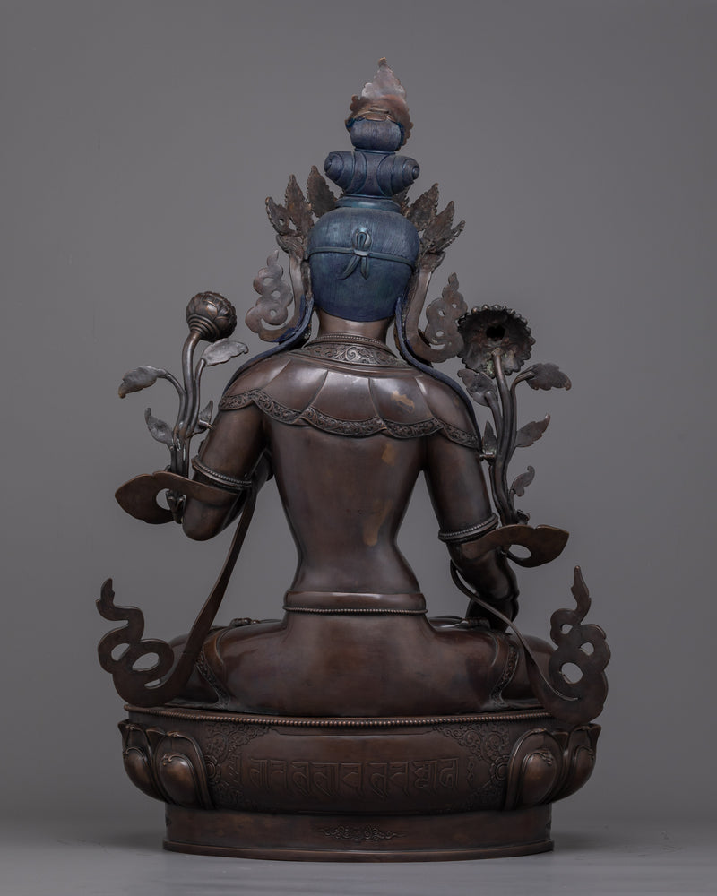 The Embodiment of Compassion and Longevity,  White Tara Statue | Oxidized Sculpture