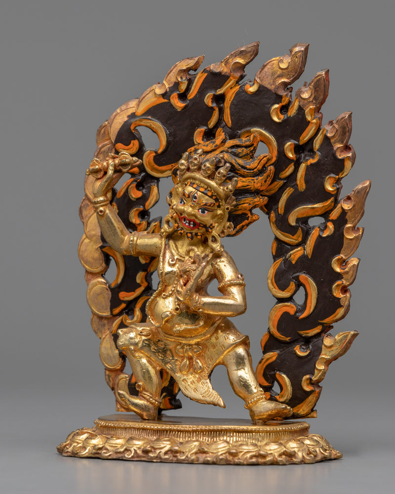 Gold Gilded Vajrapani Art |  Machine Made Buddhist Statue for Decoration