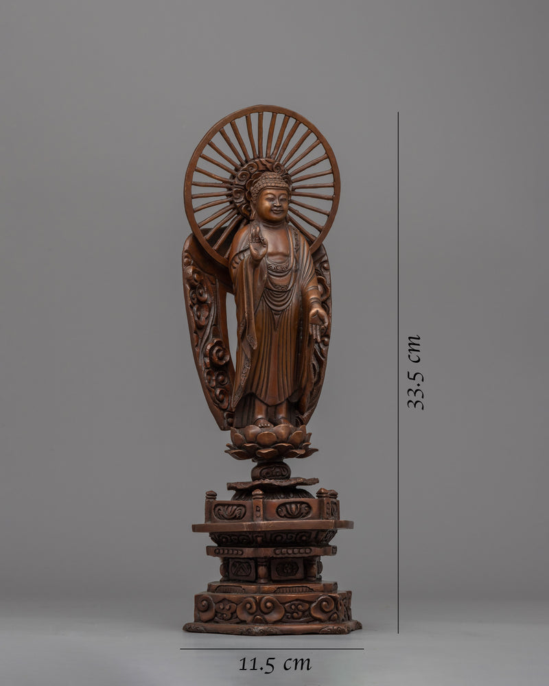 Standing Buddha Statue | Buddhist Oxidized Copper Statue