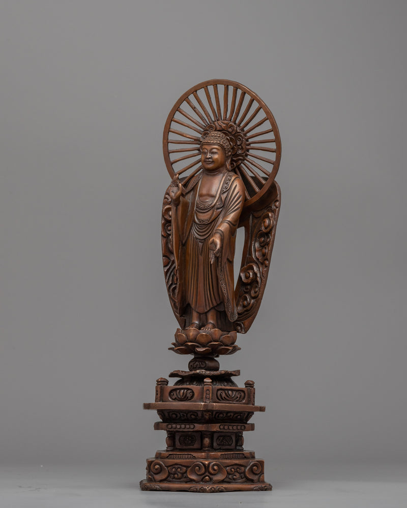 Standing Buddha Statue | Buddhist Oxidized Copper Statue