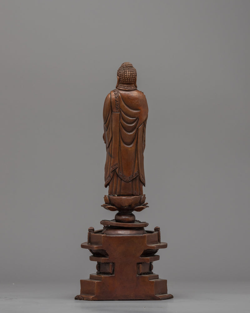 Standing Buddha Statue | Buddhist Oxidized Copper Statue