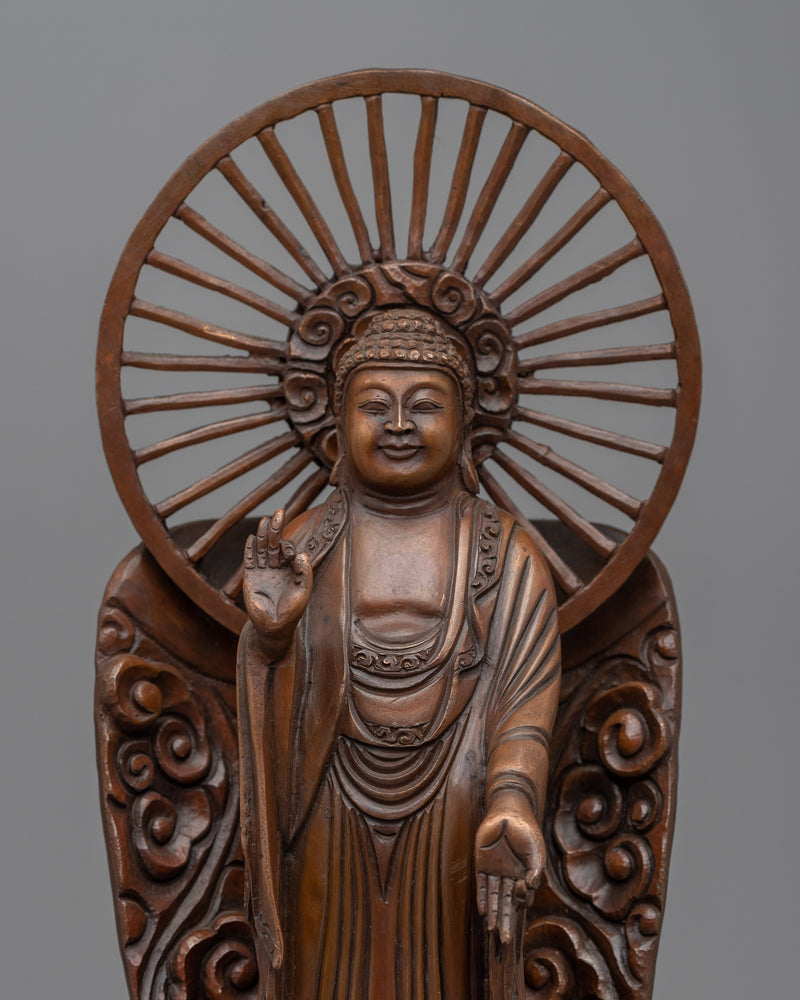 Standing Buddha Statue | Buddhist Oxidized Copper Statue