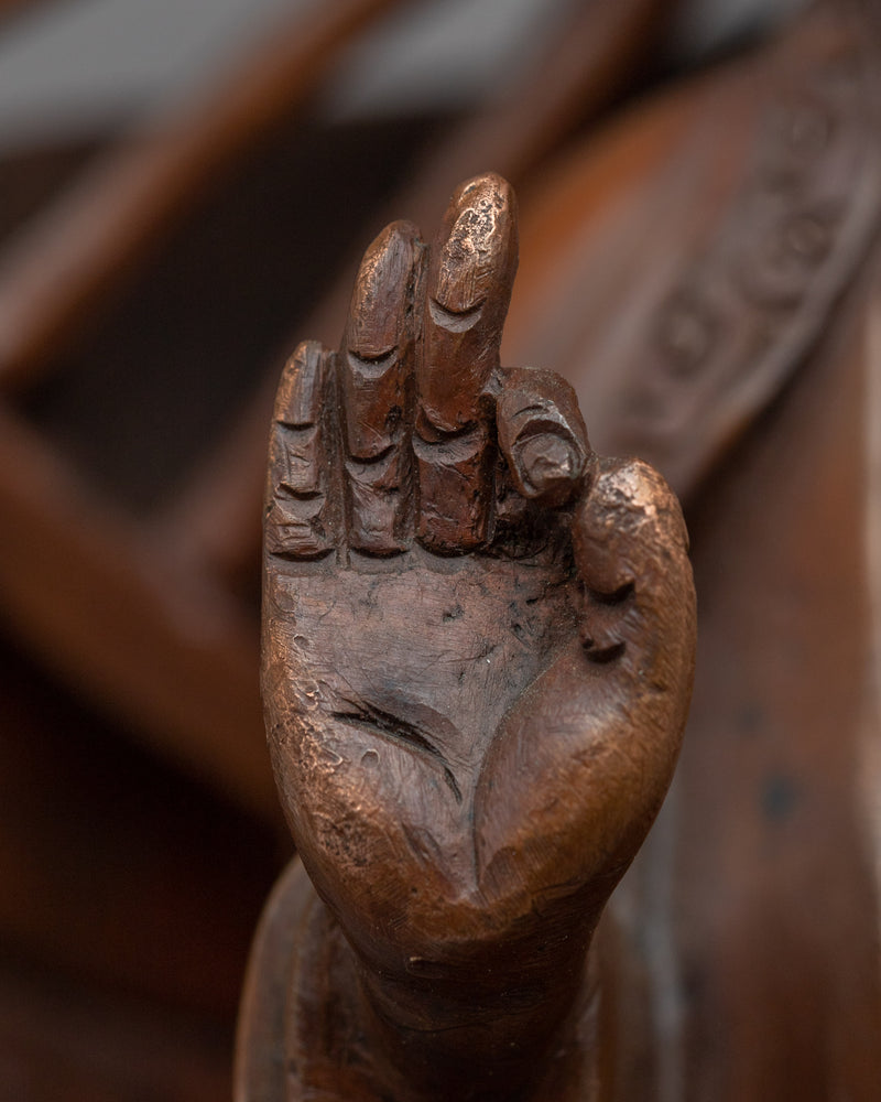 Standing Buddha Statue | Buddhist Oxidized Copper Statue