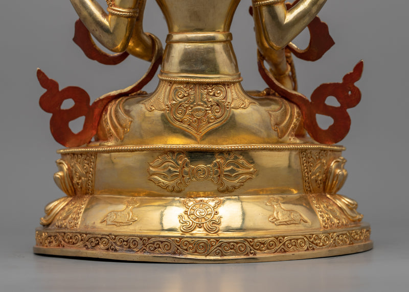 Amoghapasha Lokeshvara Statuette | Traditional Himalayan Artwork of Bodhisattva