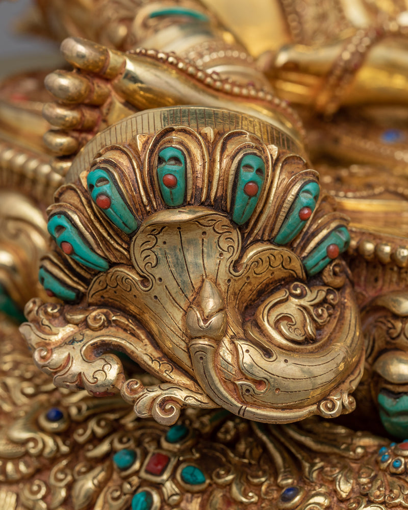 Embrace Protection with the Statue of Tara Green | Himalayan 24k Gold Gilded Art