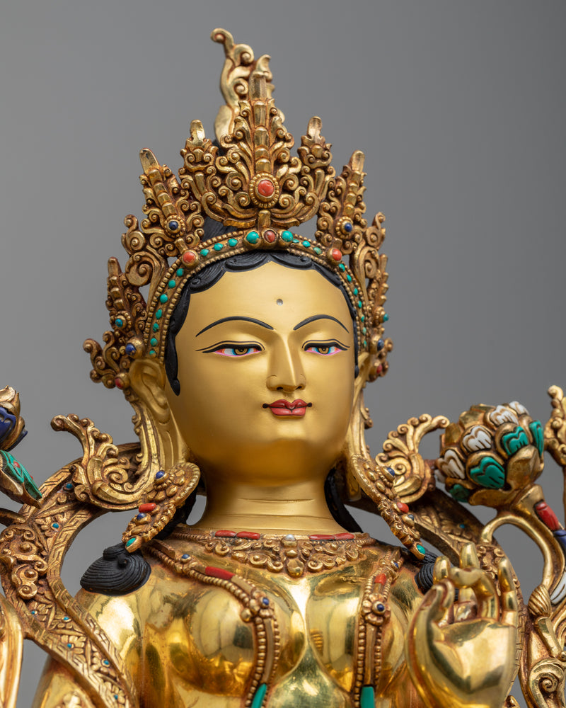 Green Tara Goddess Statue | Himalayan Hand Crafted Sculpture