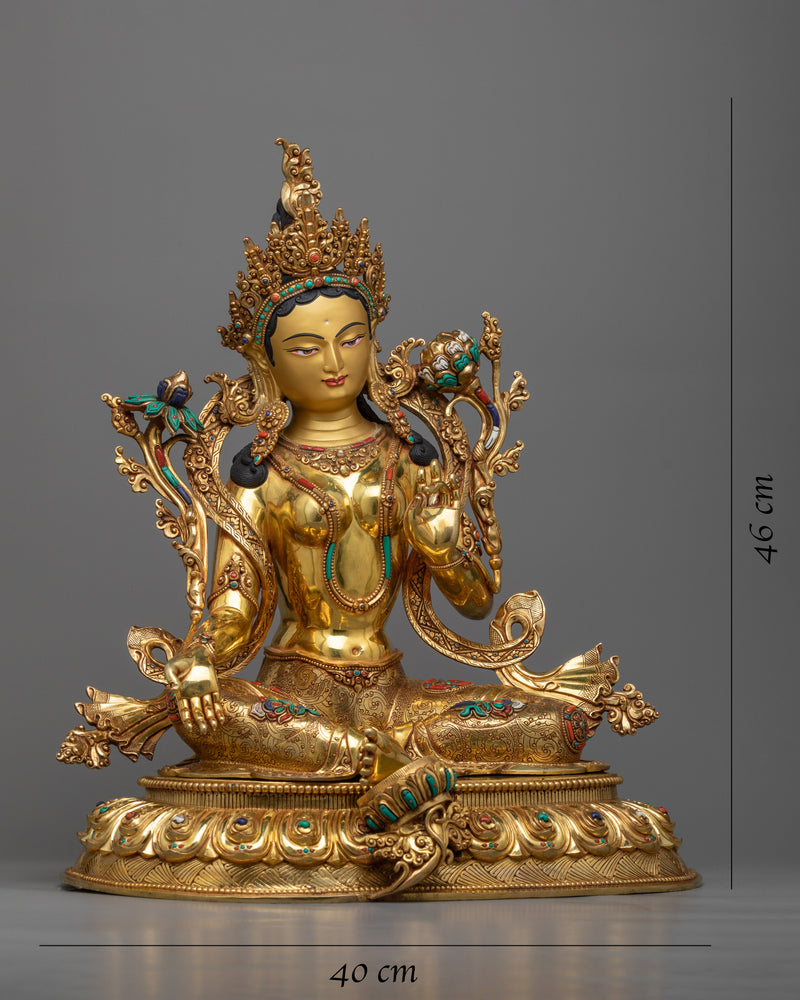 Green Tara Goddess Statue | Himalayan Hand Crafted Sculpture