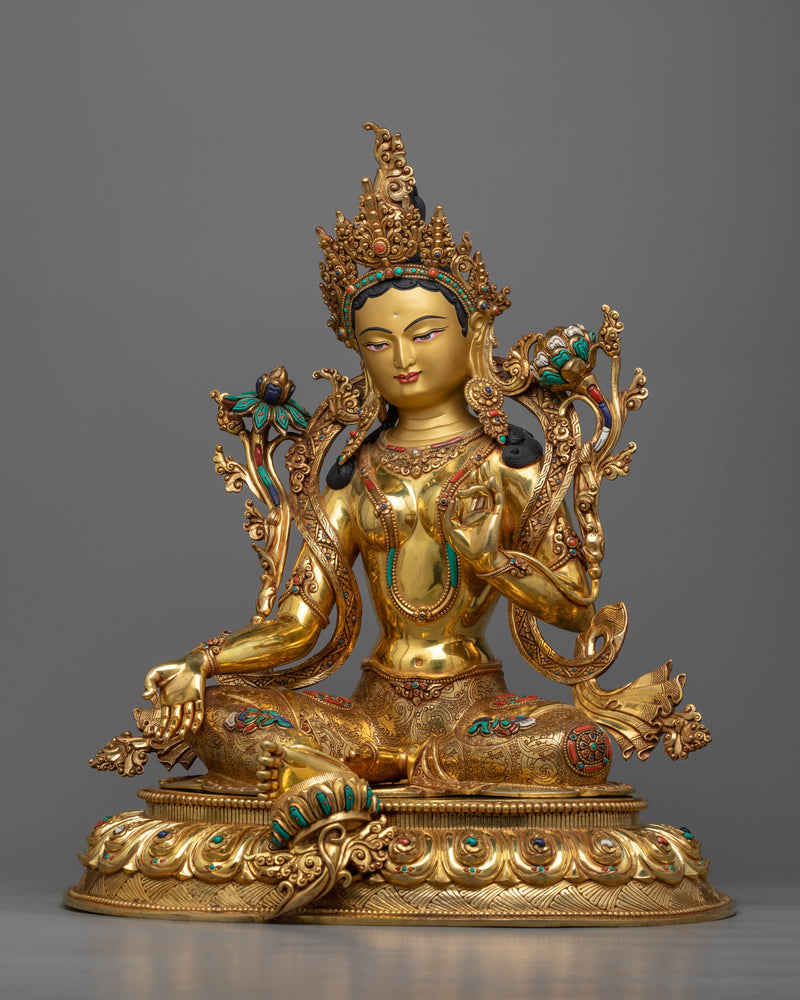 Green Tara Goddess Statue | Himalayan Hand Crafted Sculpture