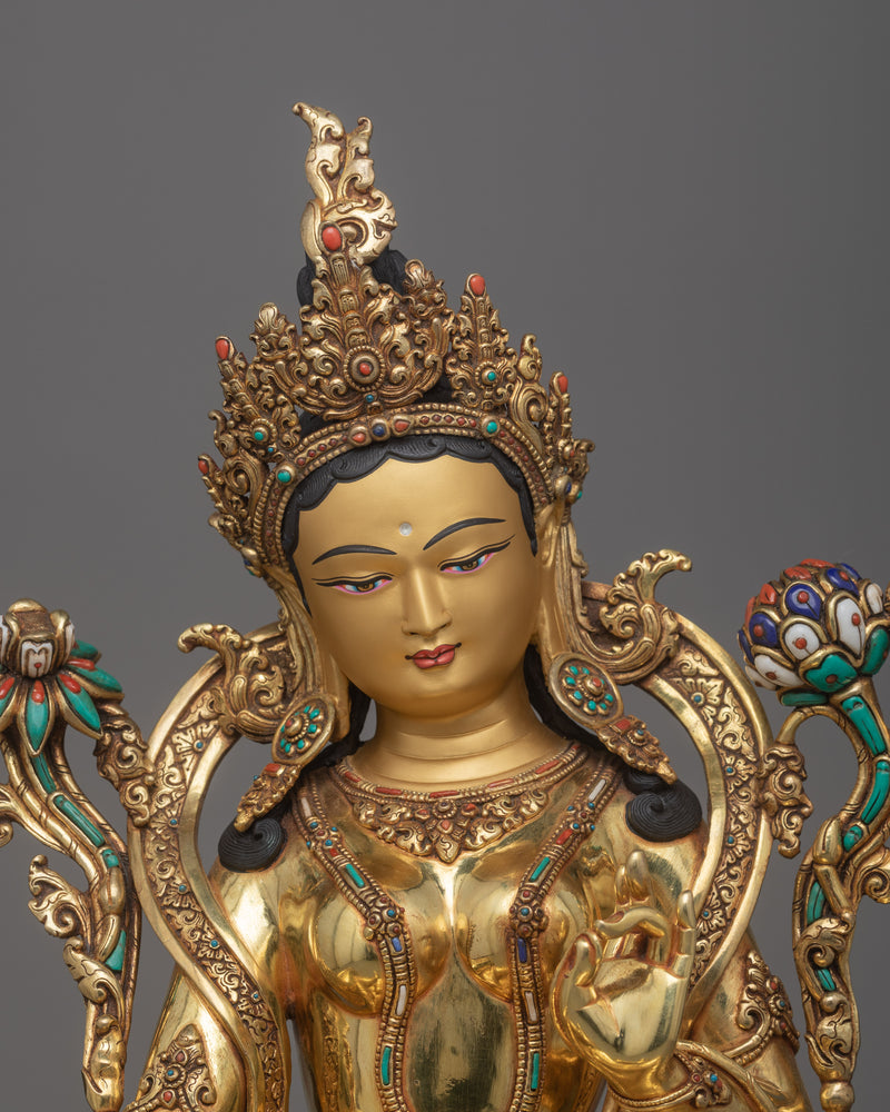 Green Tara Goddess Statue | The Swift Liberator and Compassionate Protector