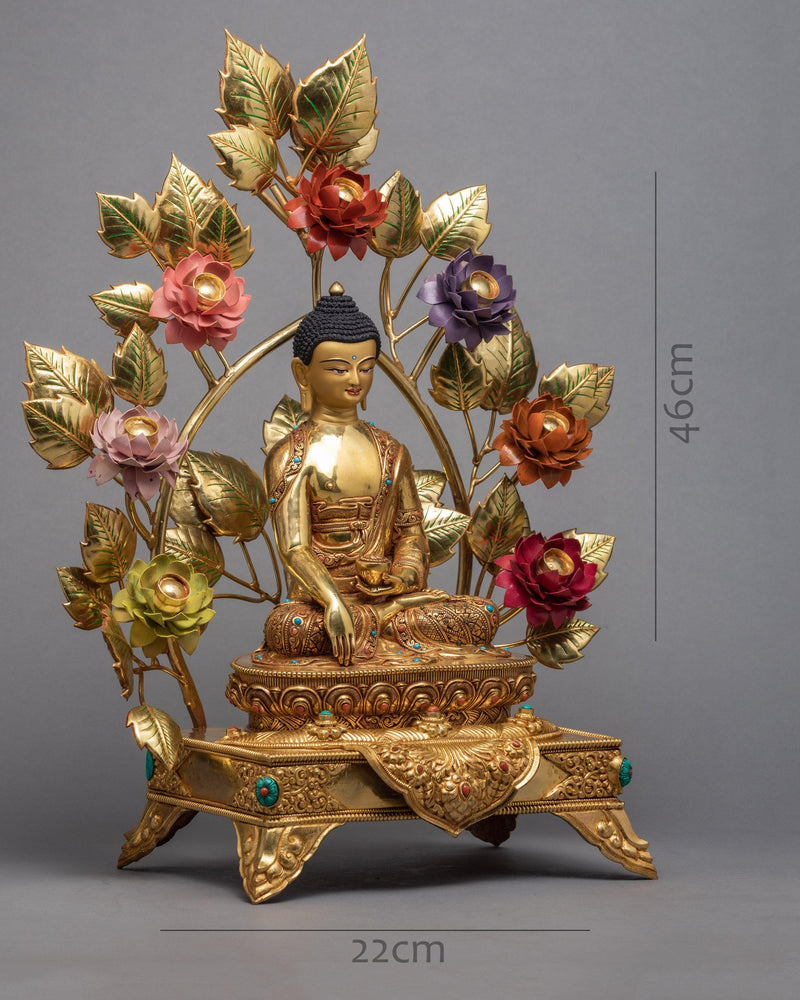 Shakyamuni Buddha In Throne | Gold Plated Statue