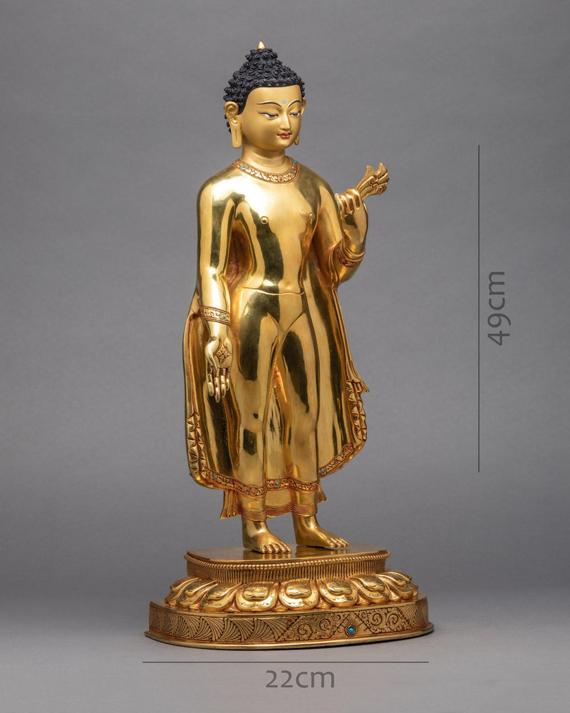 Standing Buddha Statue | Gautam Buddha | Gold Gilded Art