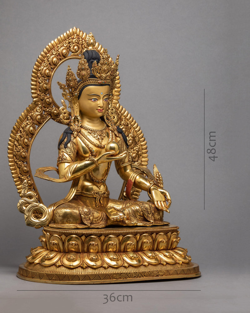 Ksitigarbha Statue | Plated With Gold | Tibetan Art