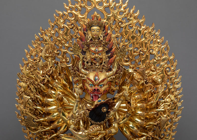 Wrathful Yamantaka Statue, A Buffalo Headed Buddhist Sculpture from Nepal