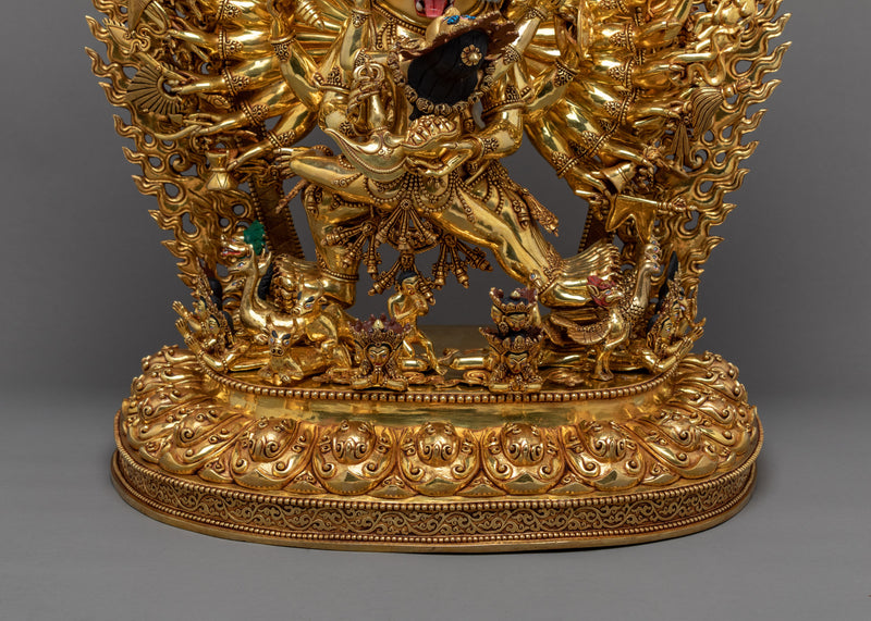 Wrathful Yamantaka Statue, A Buffalo Headed Buddhist Sculpture from Nepal