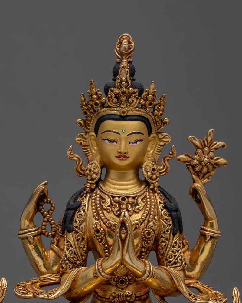 Chenrezig Statue, Avalokitesvara Hand-carved Buddhist Fine Art