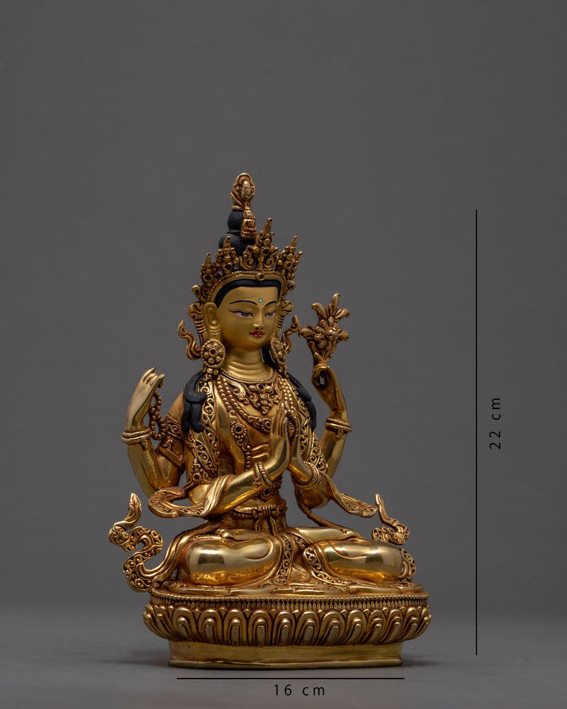 Chenrezig Statue, Avalokitesvara Hand-carved Buddhist Fine Art