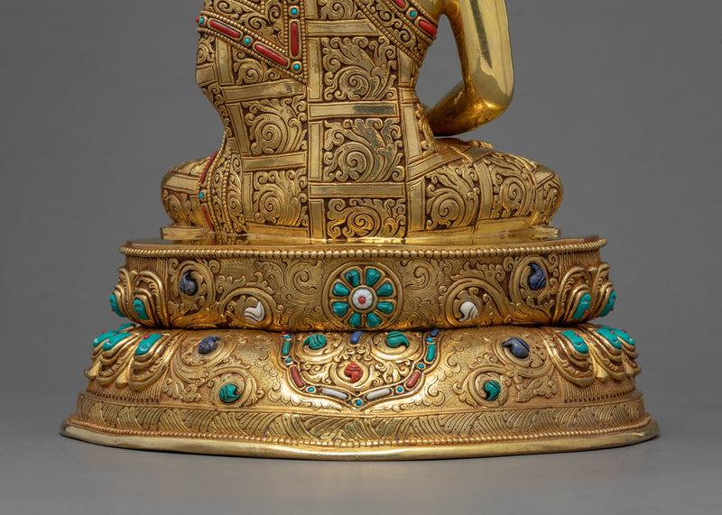 Turquoise Amitabha Statue | Traditionally Gold Gilded Buddha Art