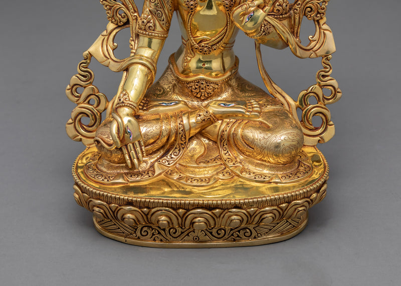 The White Tara Statue | Gold Gilded Buddhist Deity