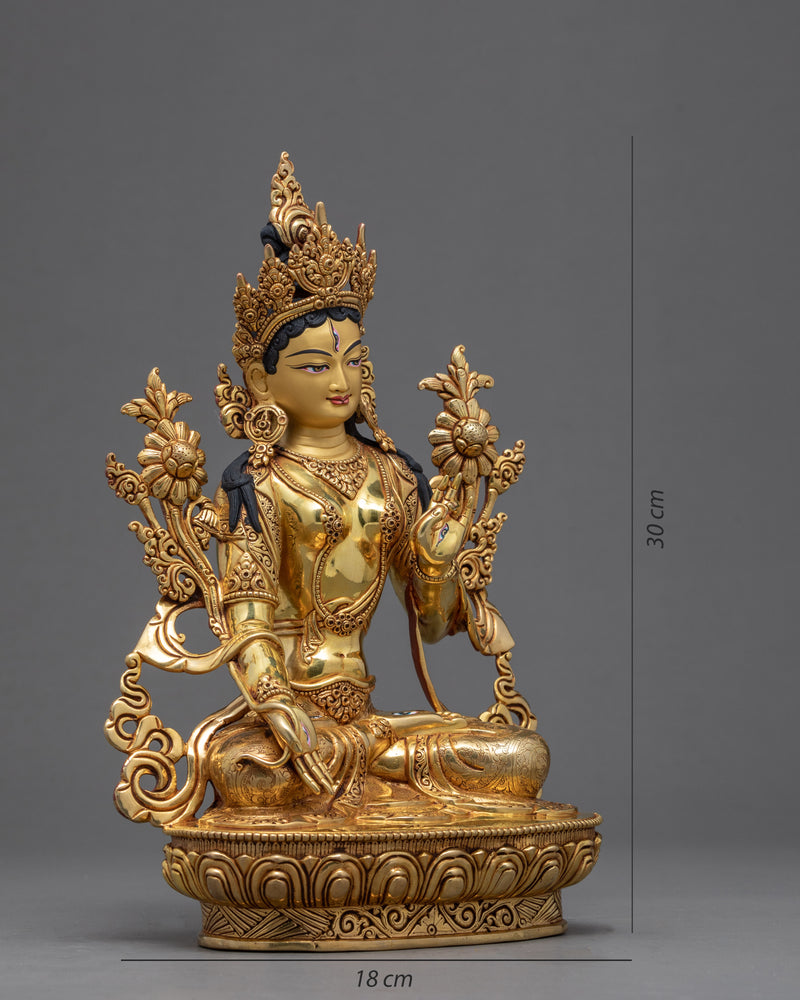 The White Tara Statue | Gold Gilded Buddhist Deity