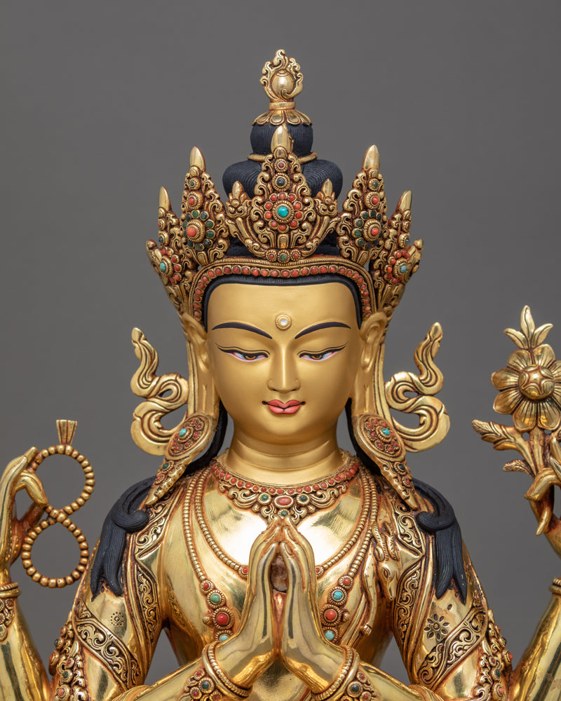 Bodhisattva Chenrezig Sculpture | Traditional Buddhist Art Nepal