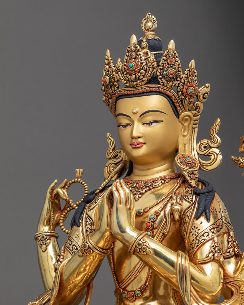 Bodhisattva Chenrezig Sculpture | Traditional Buddhist Art Nepal