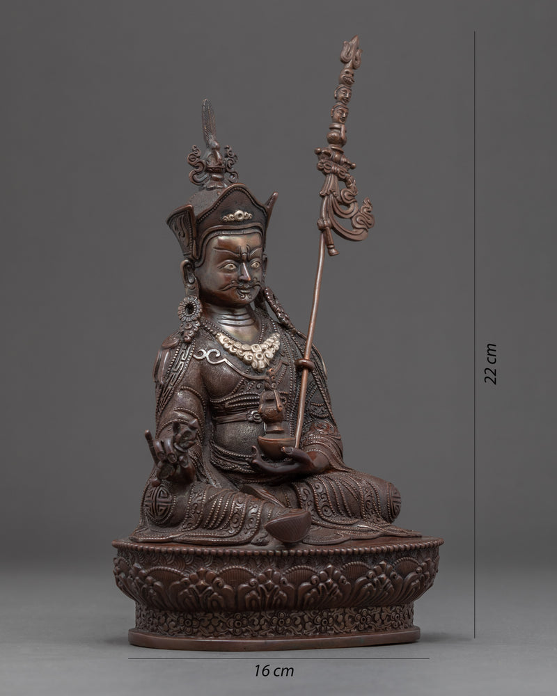 Mini Guru Rinpoche Statue | Traditional Silver Plated Sculpture