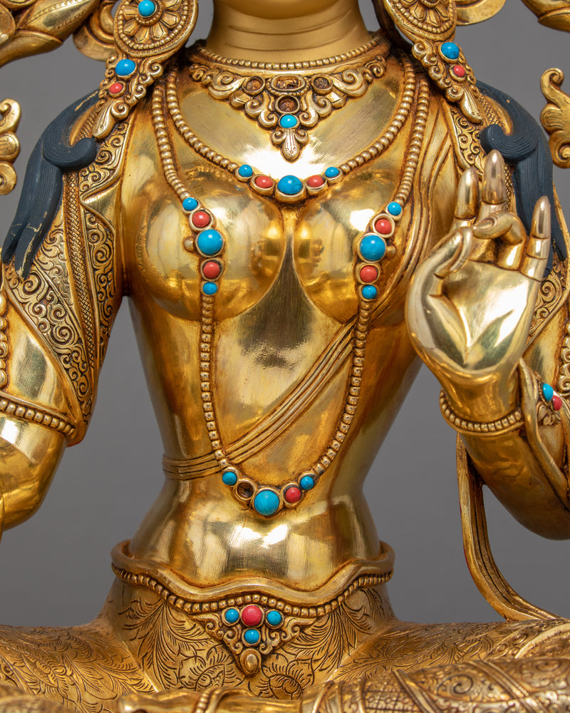 Green Tara Buddhist Sculpture | Traditional Tibetan Art