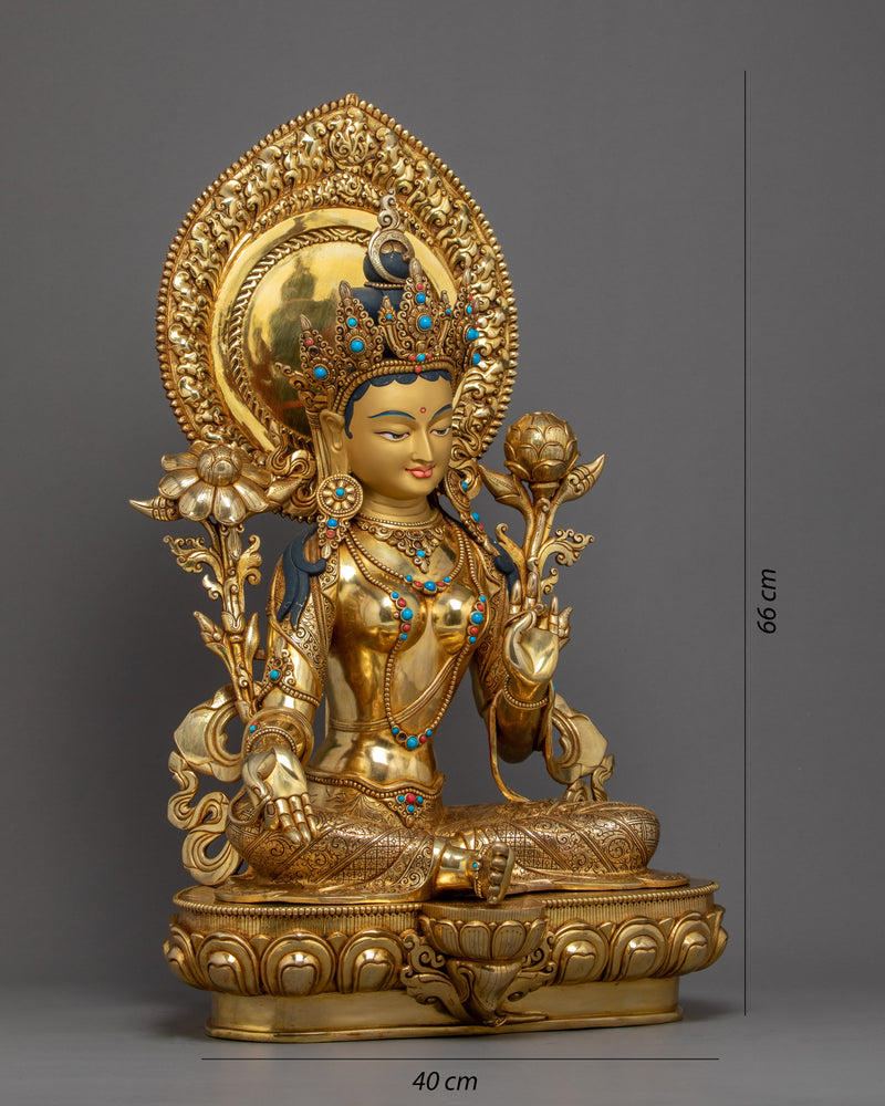 Green Tara Buddhist Sculpture | Traditional Tibetan Art