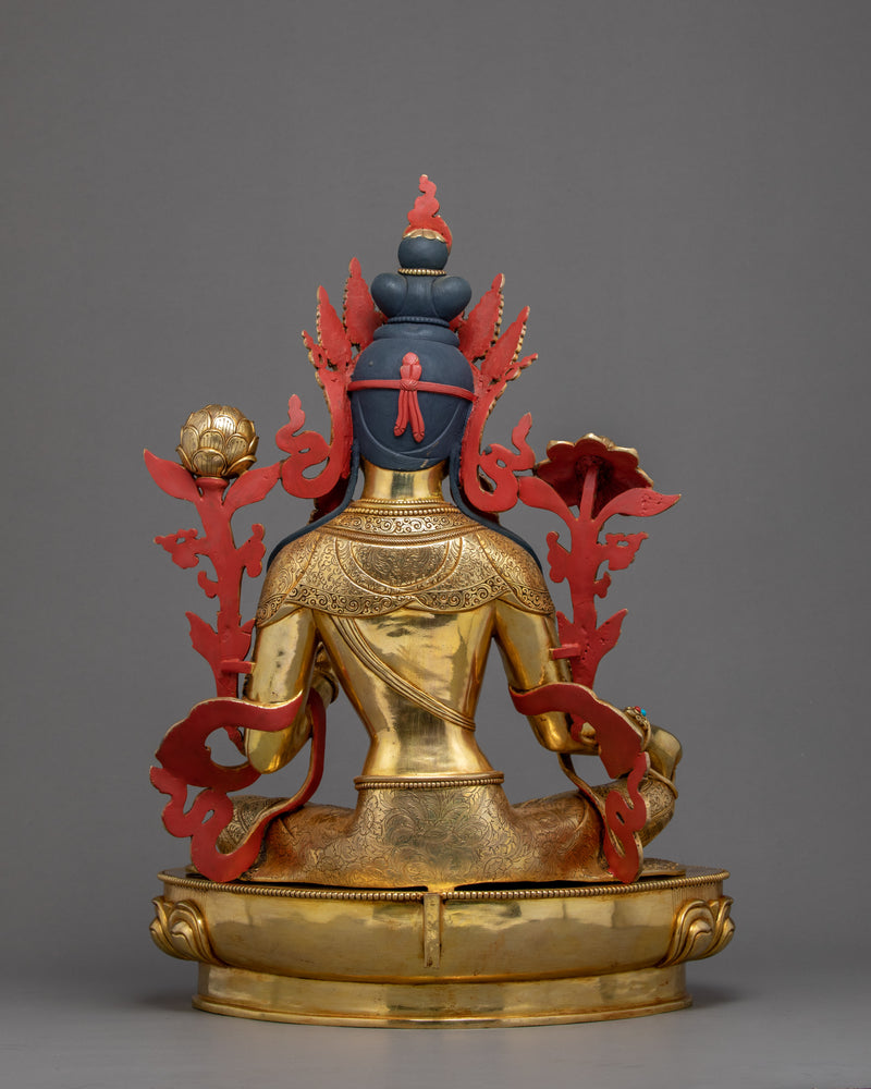 Green Tara Buddhist Sculpture | Traditional Tibetan Art