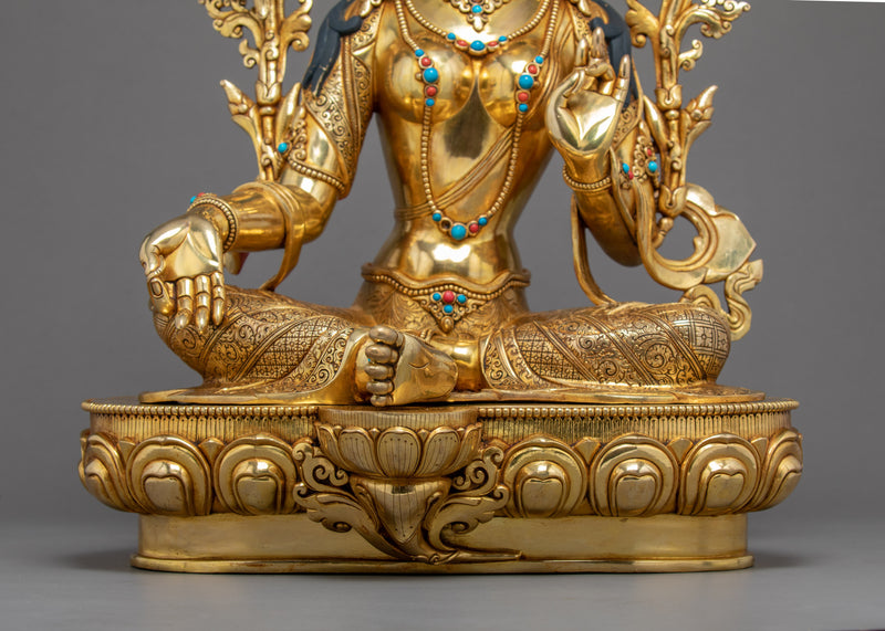 Green Tara Buddhist Sculpture | Traditional Tibetan Art