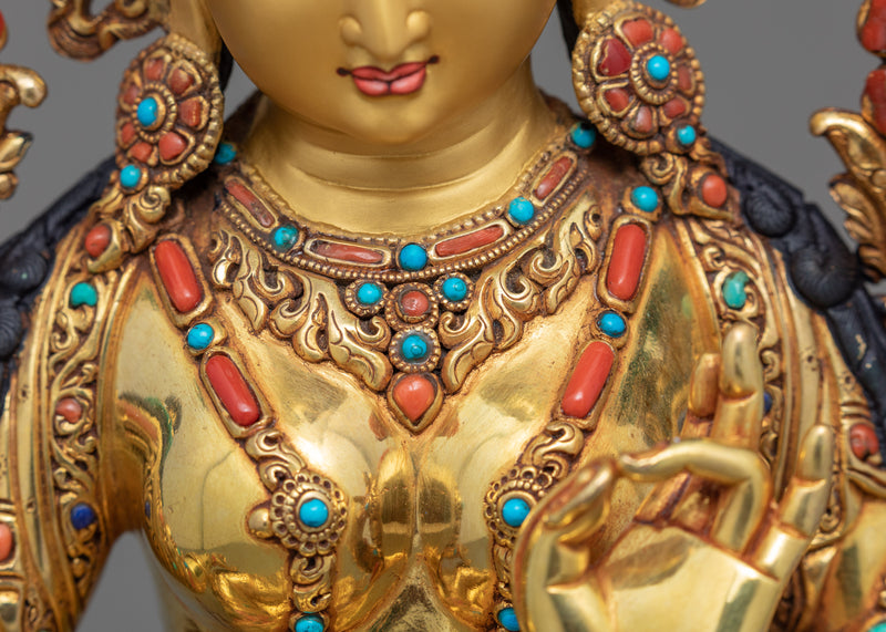 Green Tara Sculpture | Compassionate Deity | Traditional Buddhist Art