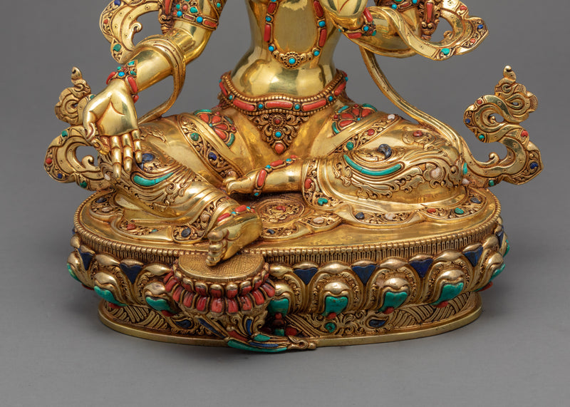 Green Tara Sculpture | Compassionate Deity | Traditional Buddhist Art