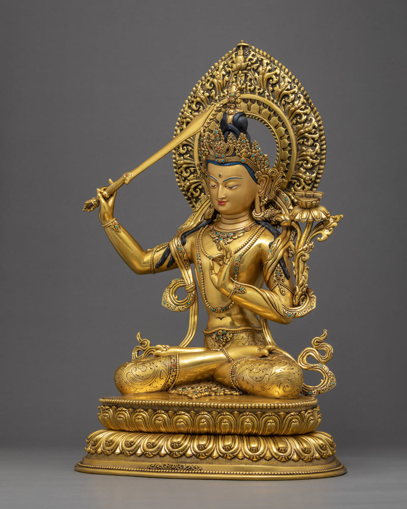 Manjushri Bodhisattva Statue | Traditional Himalayan Art of Nepal