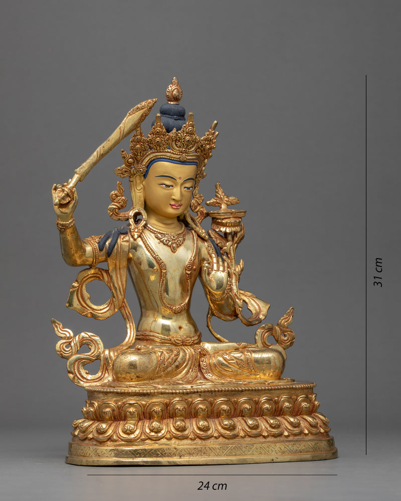 Tibetan Manjushri Sculpture | Traditionally Hand Carved Statue