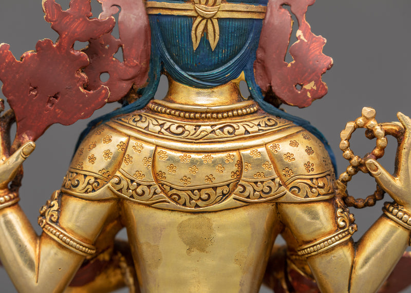 Four Armed Chenrezig Sculpture | Traditional Bodhisattva Statue