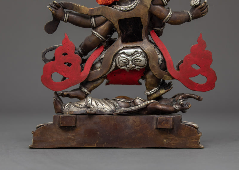 Six Armed Mahakala Sculpture | Traditionally Hand Carved Statue