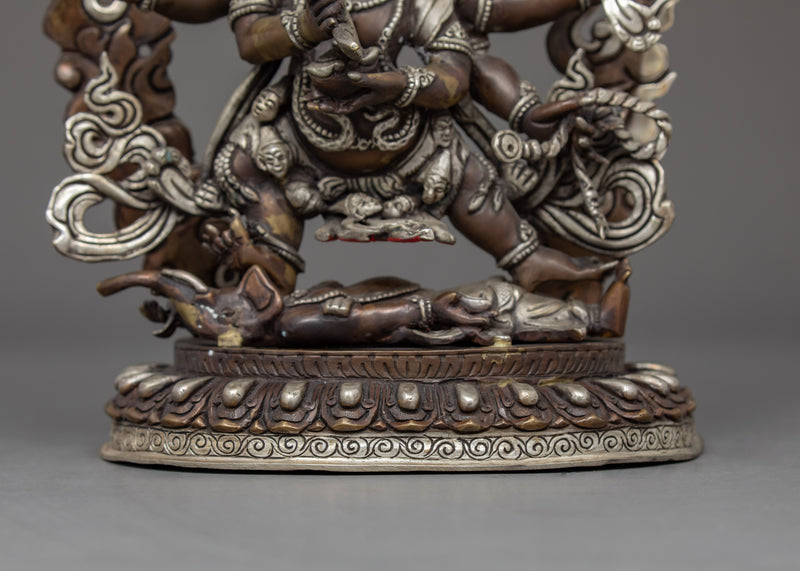 Six Armed Mahakala Sculpture | Traditionally Hand Carved Statue