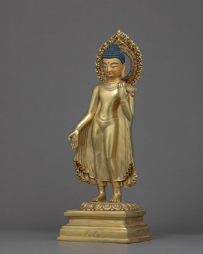 Standing Shakyamuni Buddha Statue | Finely Hand Carved Tibetan Art