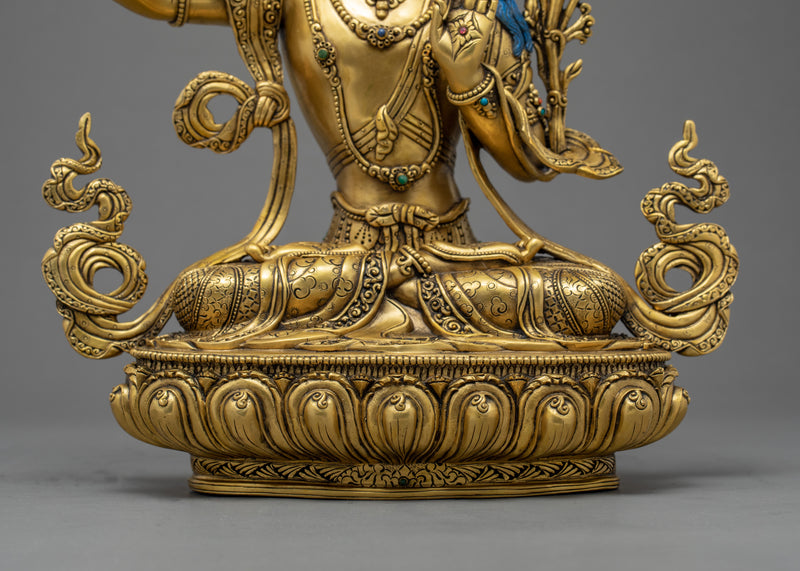 Manjushri Bodhisattva Sculpture | Traditional Hand Carved Statue