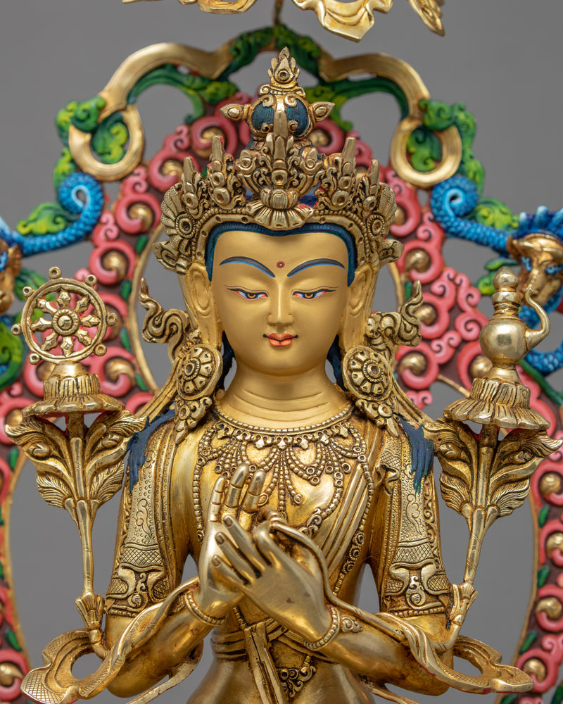 Maitreya Buddha Sculpture | Seated on Throne | Auspicious Buddhist Art