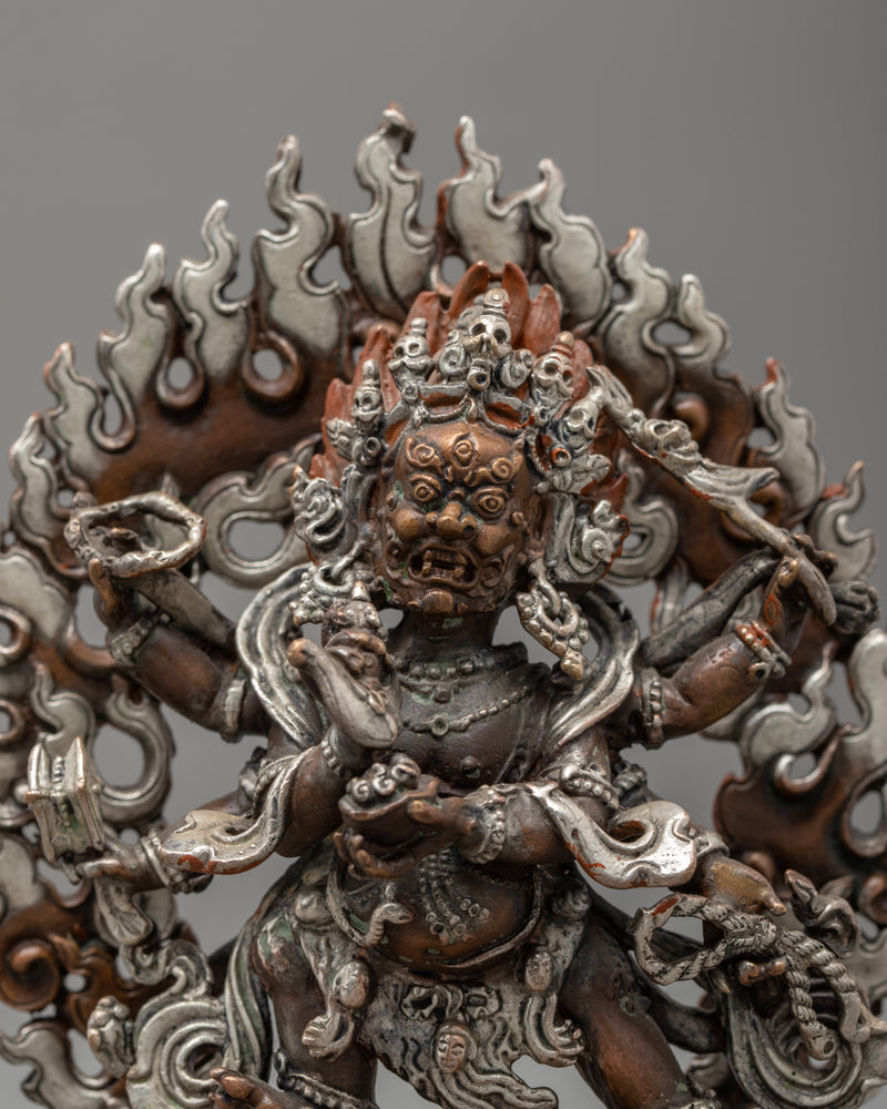 Miniature Six Armed Mahakala Statue | Traditional Buddhist Art