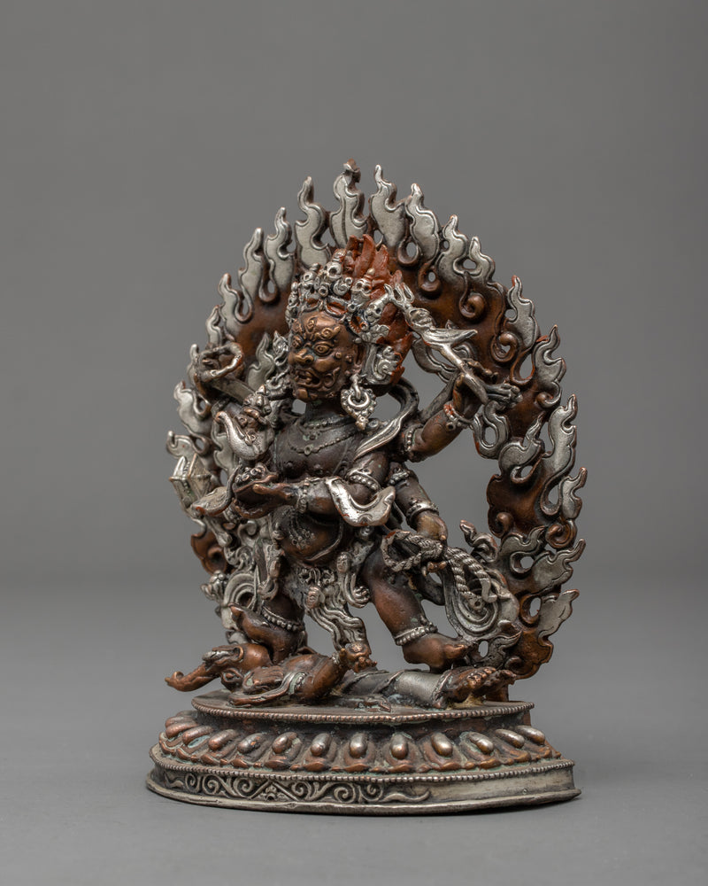 Miniature Six Armed Mahakala Statue | Traditional Buddhist Art