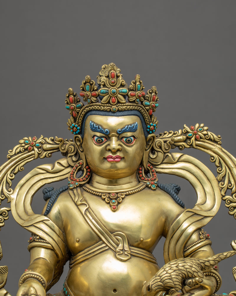 Yellow Dzambhala Statue | Finely Hand Carved Himalayan Art